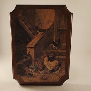 Wood Painting Door Wall Sign Accent Sign Decor Chickens in Barn
